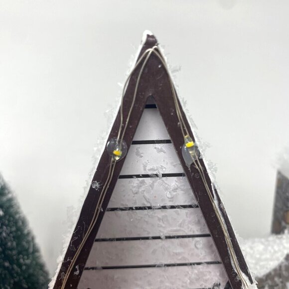 Target Wondershop Lit Paper Ski Lodge Bottle Brush Trees Christmas Village - Picture 7 of 9